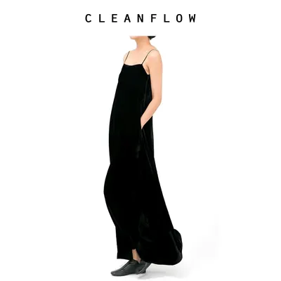 CLEANFLOW | 真丝金丝绒天鹅绒吊带露背连衣裙女2026早秋新款裙子
