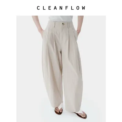 CLEANFLOW | 桑蚕丝棉麻O型气球裤女2026春夏季新款通勤休闲裤子