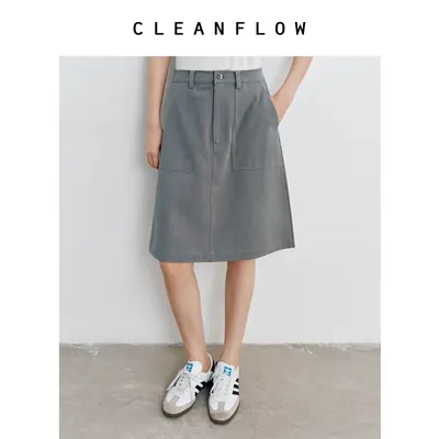 CLEANFLOW | 汉麻棉A型工装牛仔半身裙女小个子2026秋夏新款裙子