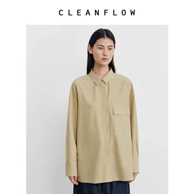 CLEANFLOW | 砂洗丝棉工装气质中式衬衫女高级感2026春季新款上衣