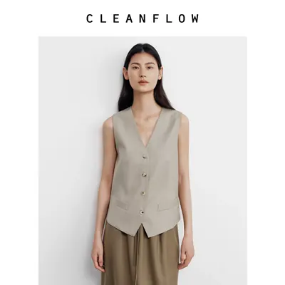 CLEANFLOW | 130超细支精纺羊毛西装马甲女小个子2026秋新款外套
