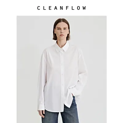CLEANFLOW | 90s高支长绒棉府绸气质通勤衬衫女高级感2026秋新款