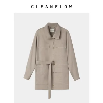 CLEANFLOW | 羊毛亚麻猎装夹克风衣外套女小个子2026秋季新款上衣