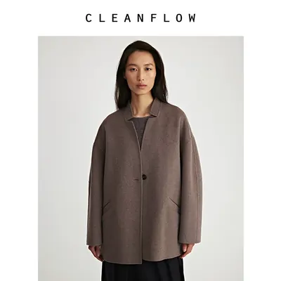 CLEANFLOW | 美利奴纯羊毛中式手工双面呢外套小个子2026新款大衣