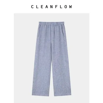 CLEANFLOW | 100%纯亚麻松紧腰老钱风直筒休闲西裤女2026秋季新款
