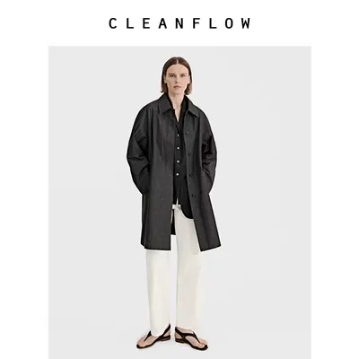 CLEANFLOW精粹系列 | 深灰羊绒汉麻匹马棉风衣外套女2026秋季新款