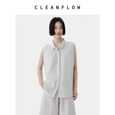 CLEANFLOW | 100%纯手工汉麻无袖气质衬衫女高级感2026夏新款上衣