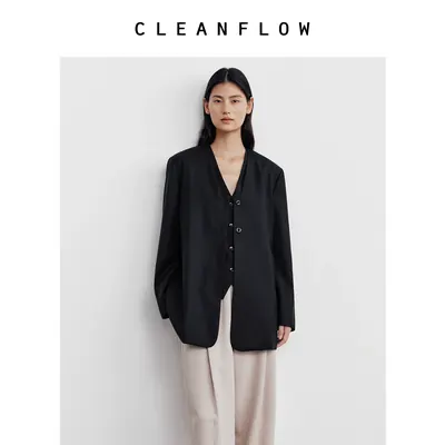CLEANFLOW | 130超细支精纺羊毛高端西装女小个子2026秋新款外套