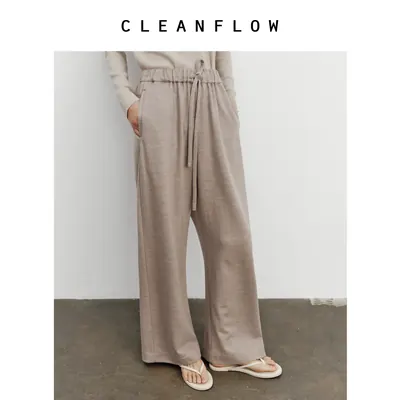 CLEANFLOW | 轻盈柔软松弛软糯针织羊毛休闲裤女2026秋季新款卫裤