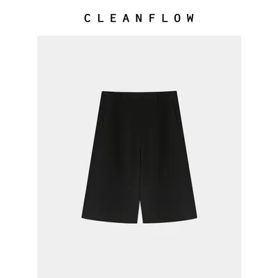 CLEANFLOW | 羊毛羊绒双面毛呢呢微喇五分裤小个子2026冬新款裤子