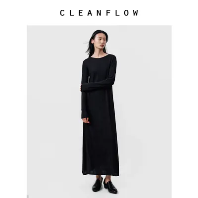 CLEANFLOW | 精纺超细美利奴羊毛气质连衣裙女高级感2026秋季新款