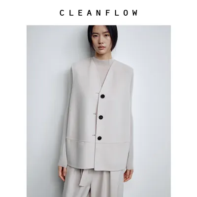 CLEANFLOW精粹系列 | 山羊绒美利奴羊毛手工双面呢三粒扣马甲背心