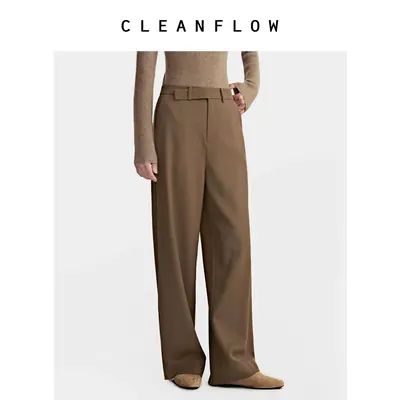 CLEANFLOW | 高端精纺山羊绒直筒休闲裤女2026秋新款简约通勤裤子