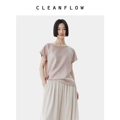 CLEANFLOW精粹系列 | 重磅桑蚕丝飘带T恤女高级感2026秋新款上衣