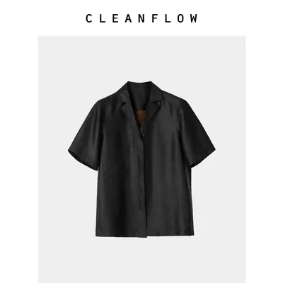 CLEANFLOW | 平板莨绸香云纱古巴领短袖衬衫女高级感2026新款上衣