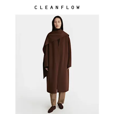 CLEANFLOW | 纯山羊绒手工双面毛呢外套女高级感2026冬季新款大衣