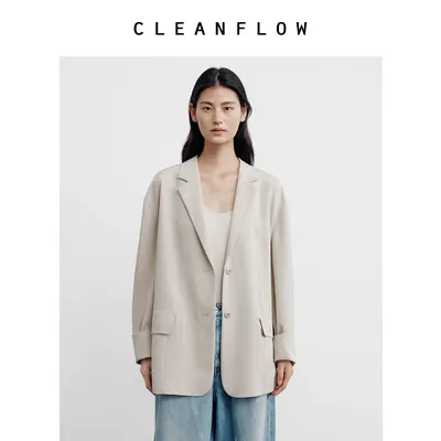 CLEANFLOW | 40姆米真丝重绉男朋友西装外套女高级感2026秋季新款