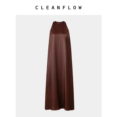 CLEANFLOW | 斜纹绸香云纱无袖背心连衣裙女2026夏季新款气质裙子
