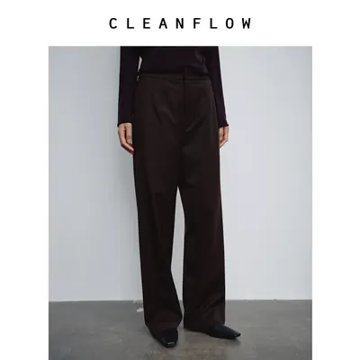 CLEANFLOW | 精纺羊毛弹力修身气质百搭直筒裤女2026秋季新款裤子
